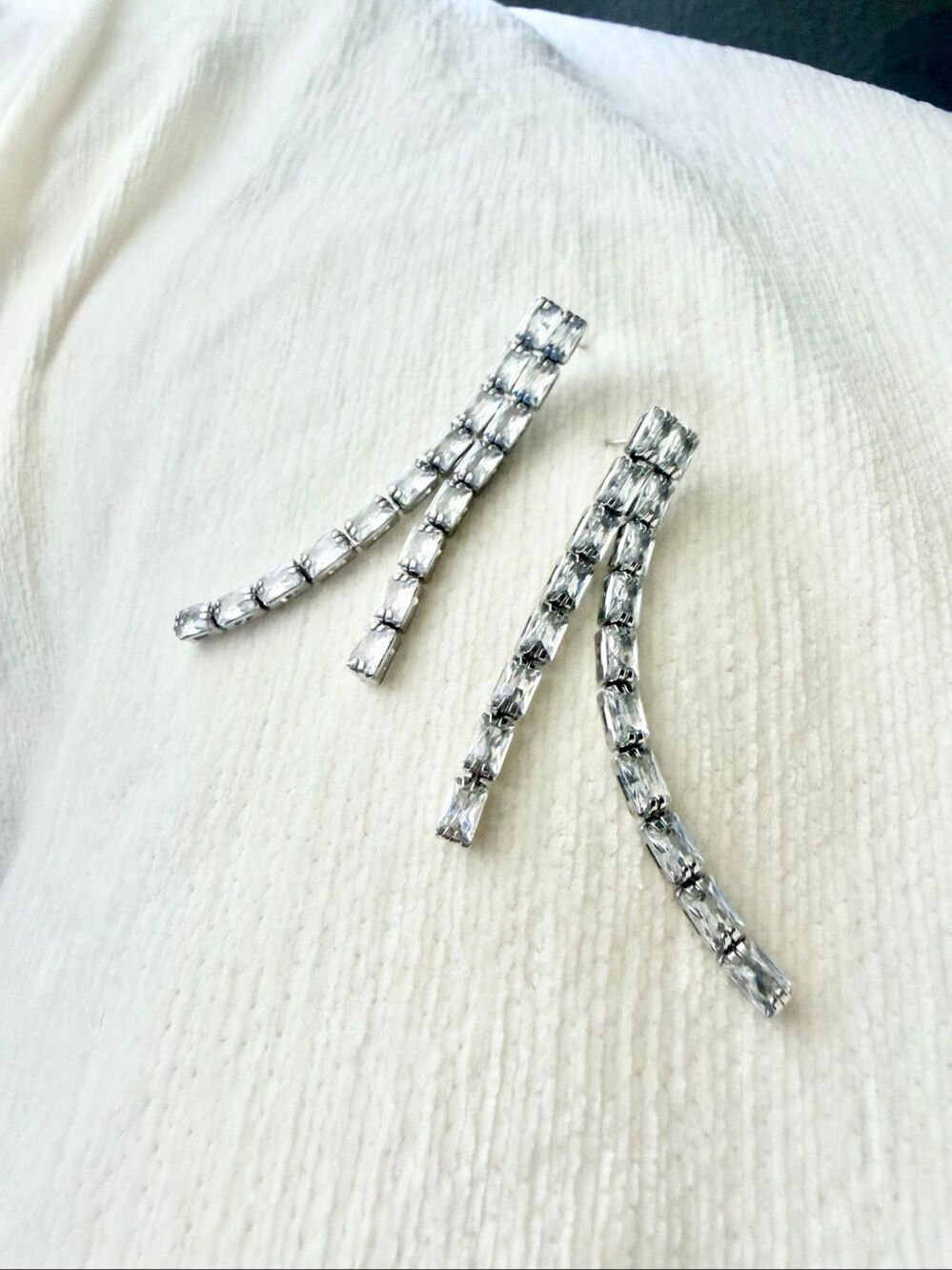 Silver Tone Cubic Zirconia Waterfall Dangle Earrings